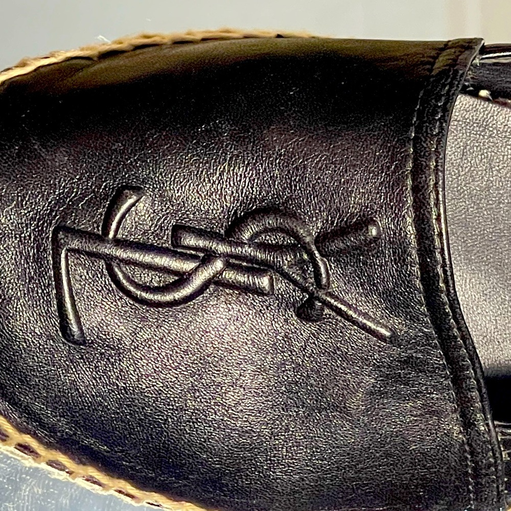 Saint Laurent embossed-logo leather espadrilles 36.5 US 6.5